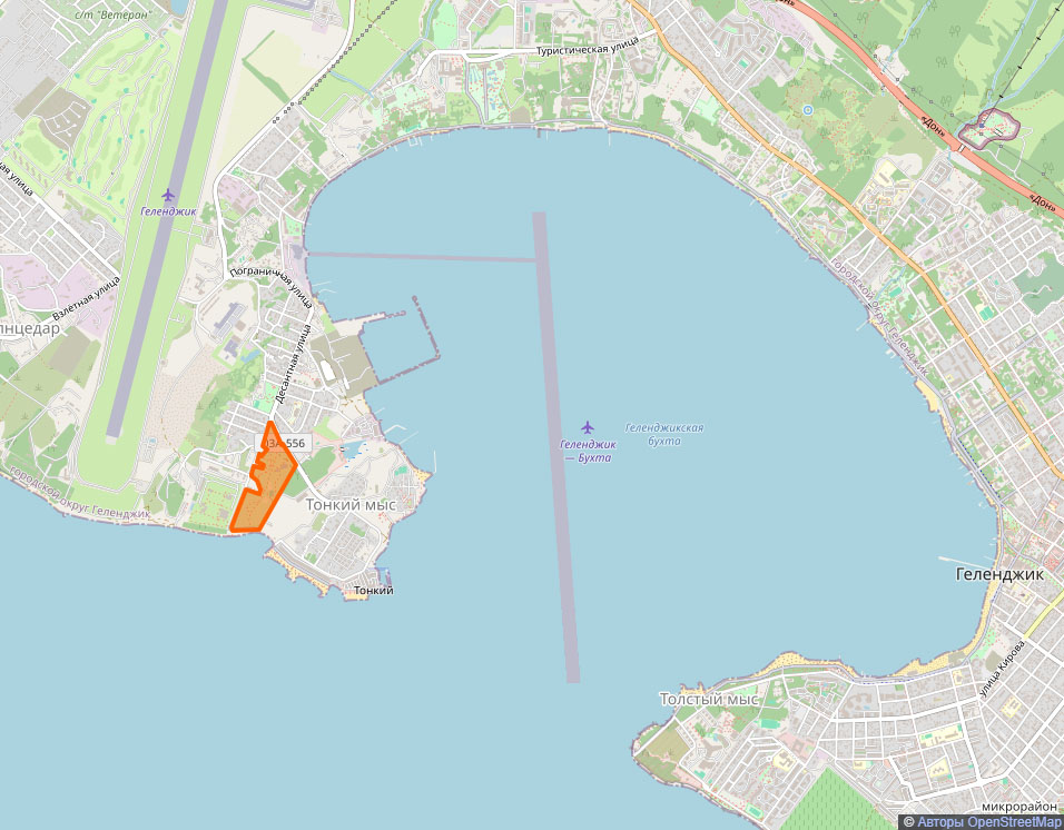 Карта Геленджика. Парк "Молодёжный" (https://www.openstreetmap.org/)